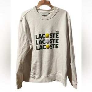 Lacoste Men's XL Graphic Logo Hoodie White Preppy Golf And Tennis Graphic Preppy